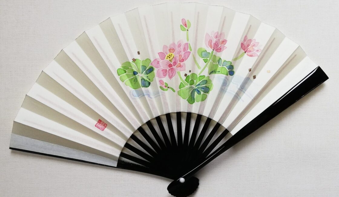 オーダー作品 お茶扇子「蓮」