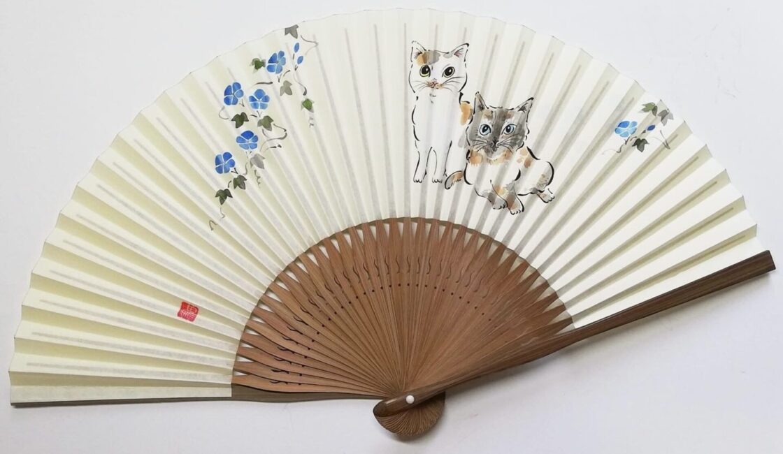 還暦祝い「三毛猫、シャム猫と朝顔」
